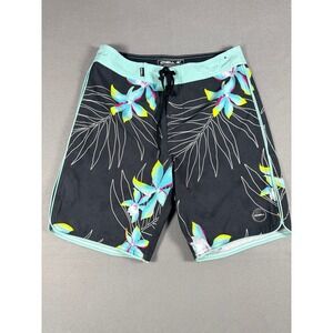 O'Neill‎ Mens Hyperfreak Board Shorts 28 Black Floral Tropical Recycled Stretch